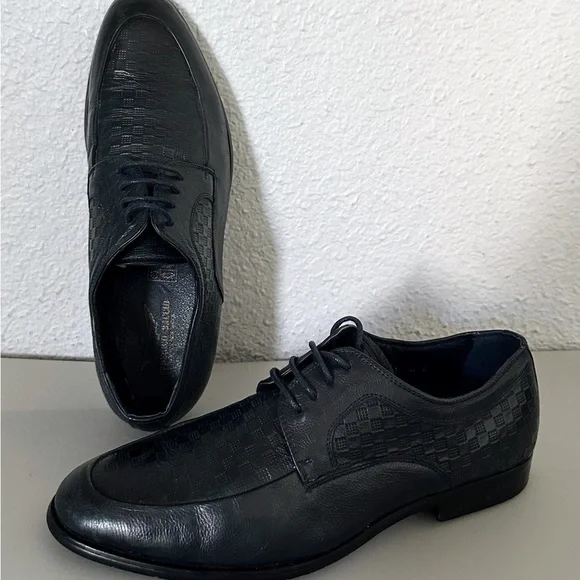 Men's Classic Premium‎ Leather Dress ShoesLace-Up Oxford Navy Leather Outsole